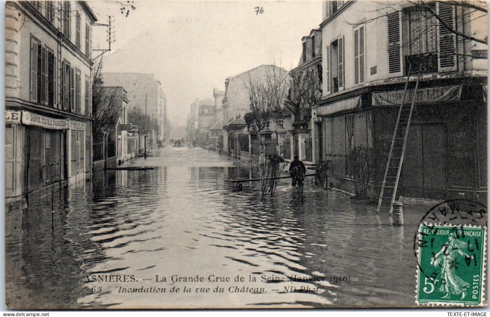 92 ASNIERES - Rue Du CHATEAUlors De L'inondation De 1910 - Asnieres Sur Seine