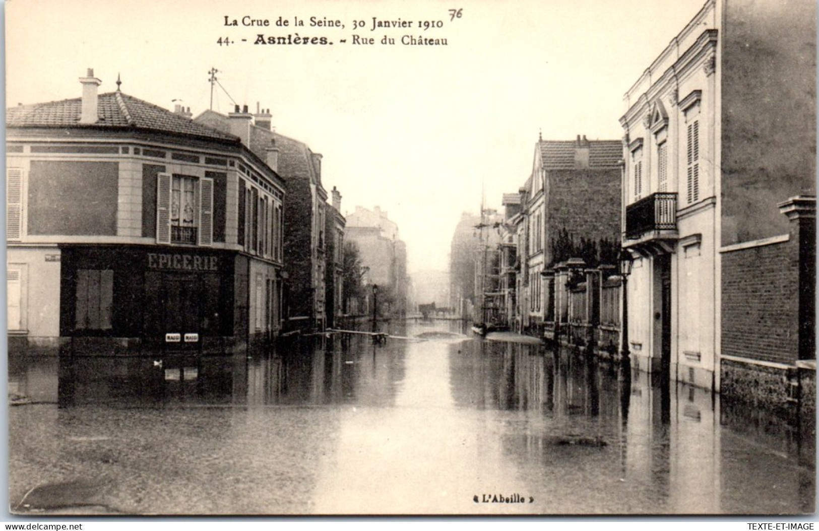 92 ASNIERES - Crue De 1910, Rue Du CHATEAU - Asnieres Sur Seine