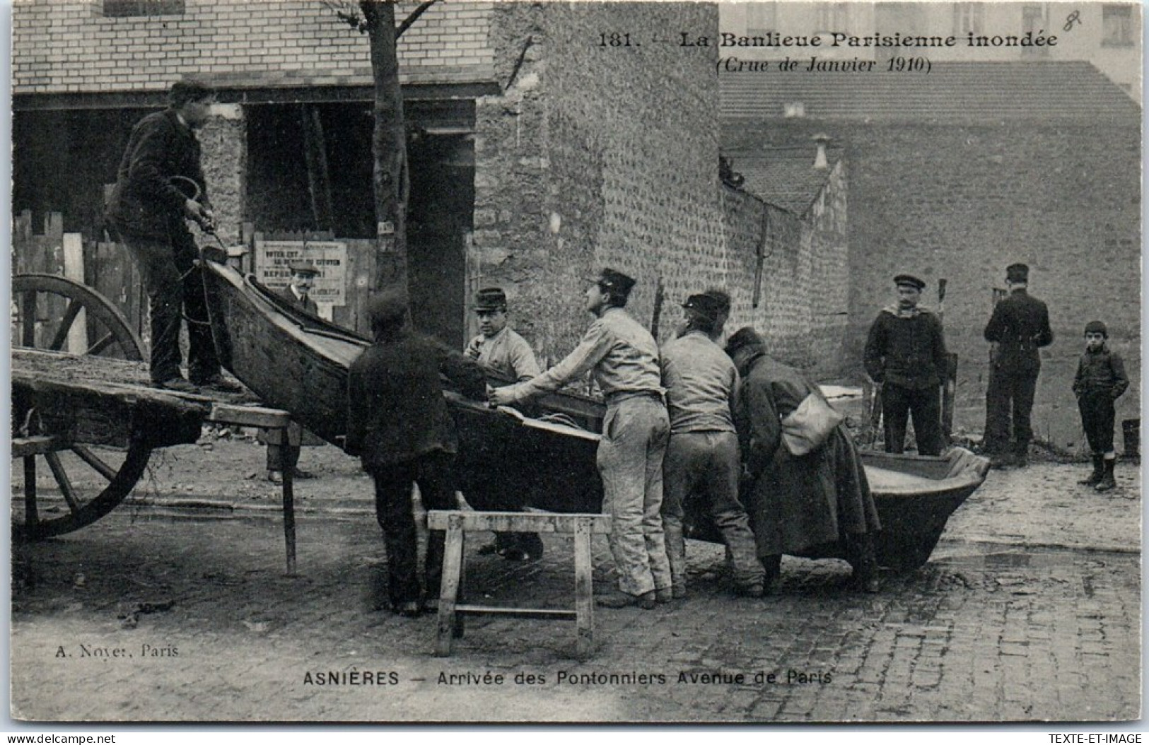 92 ASNIERES - Crue De 1910, Les Pontonniers Rue De Paris  - Asnieres Sur Seine