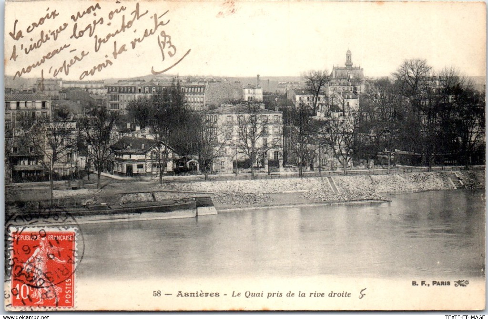 92 ASNIERES - Le Quais Pris De La Rive Droite  - Asnieres Sur Seine