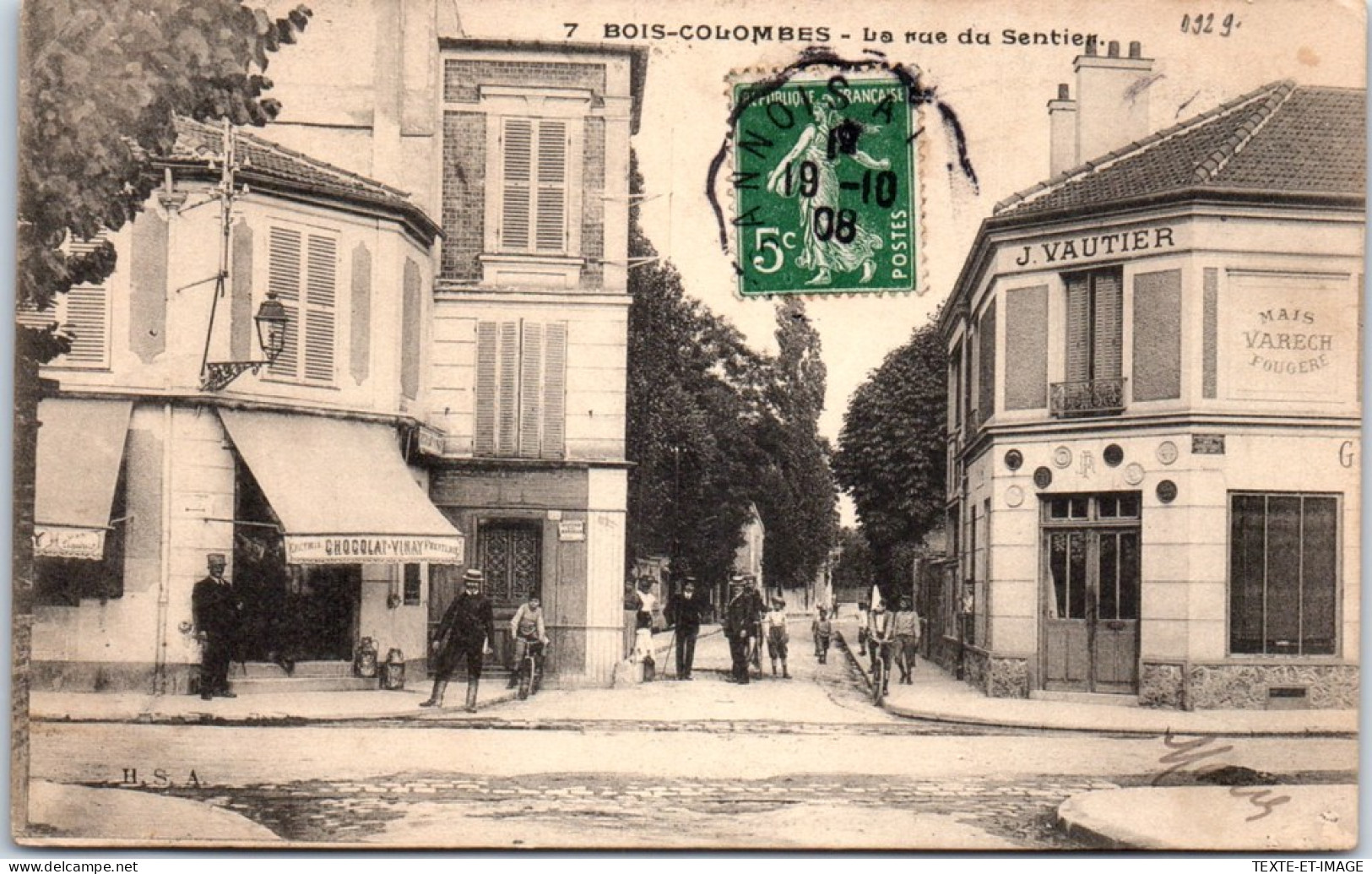 92 BOIS COLOMBES - Vue De La Rue Du Sentier  - Other & Unclassified
