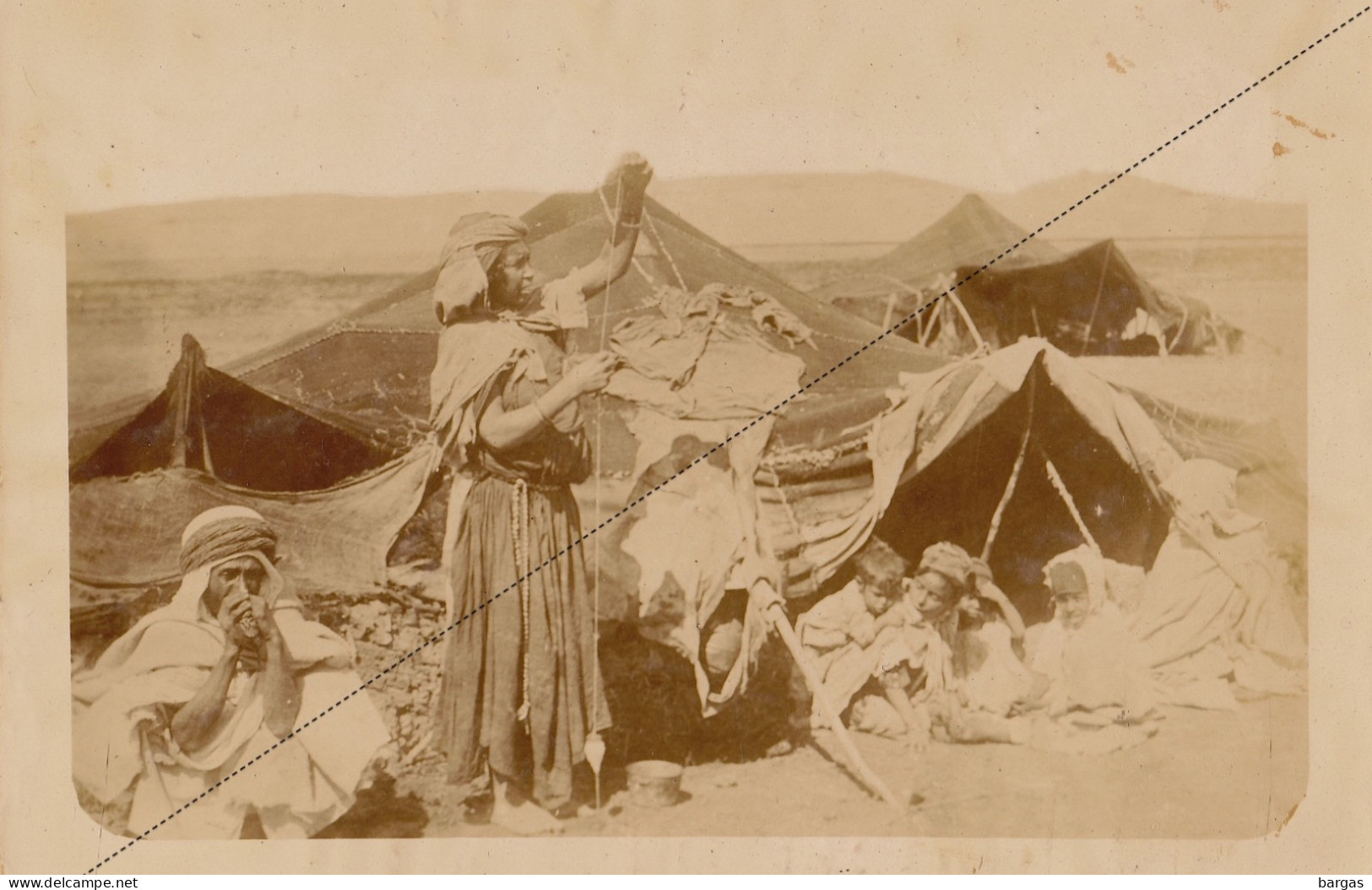 1891 Photo Afrique Algérie Fileuse De Laine Nomade Ouled Nails Souvenir Mission Géodésique Militaire Boulard - Gentil - Anciennes (Av. 1900)