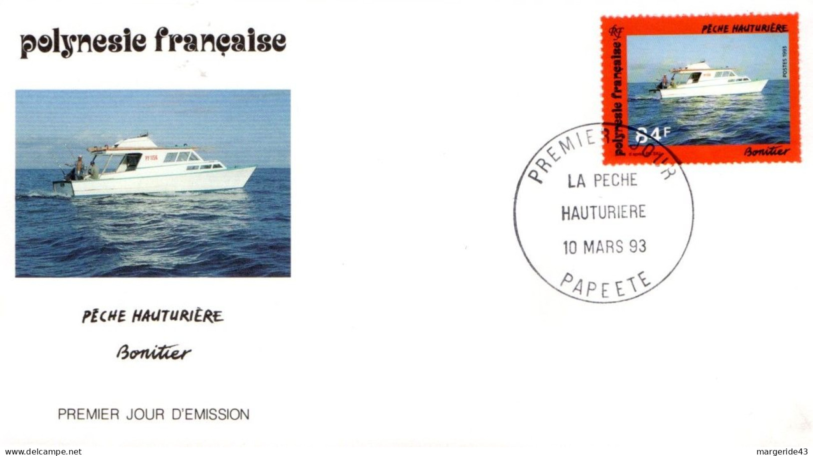 POLYNESIE FDC 1993 LA PECHE HAUTURIERE - FDC