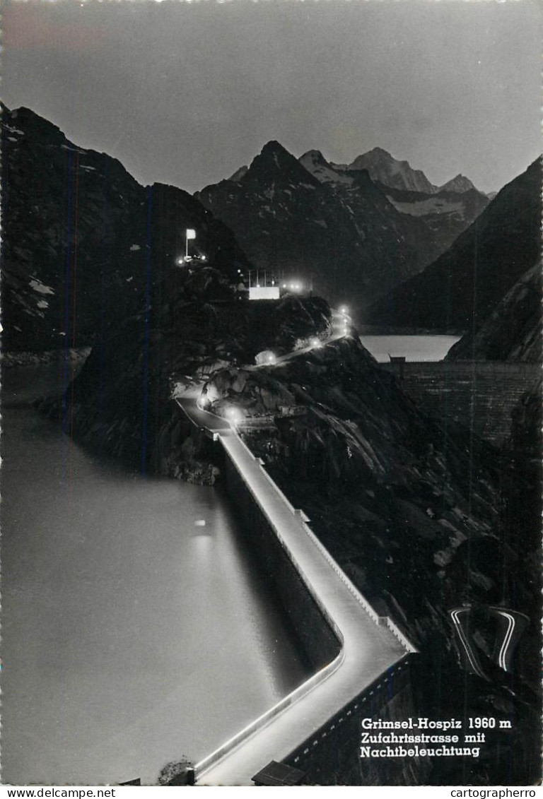 Postcard Switzerland Grimsel Hospiz Dam Night View - Autres & Non Classés