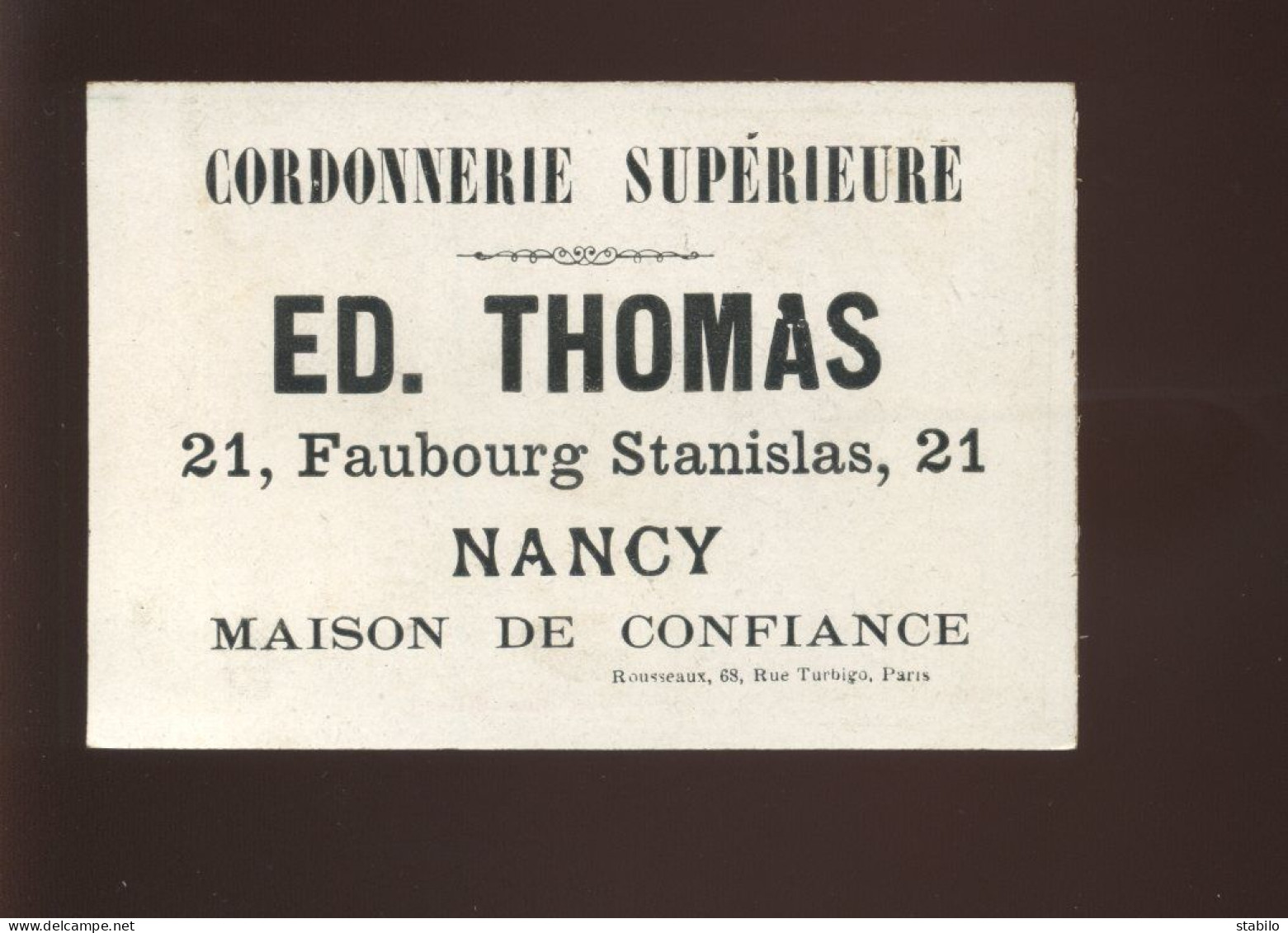 CHROMOS - CYCLISTE ET CHIENS - CORDONNERIE ED. THOMAS, 21 FAUBOURG STANISLAS NANCY - Autres & Non Classés