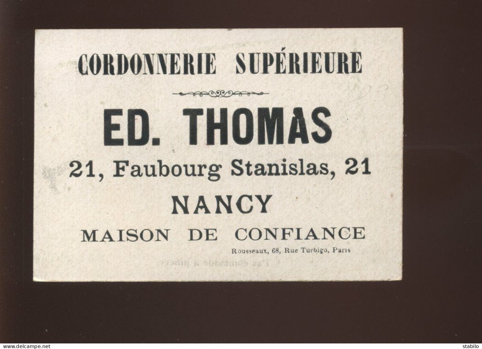 CHROMOS - GENDARMES - CORDONNERIE ED. THOMAS, 21 FAUBOURG STANISLAS NANCY - Altri & Non Classificati