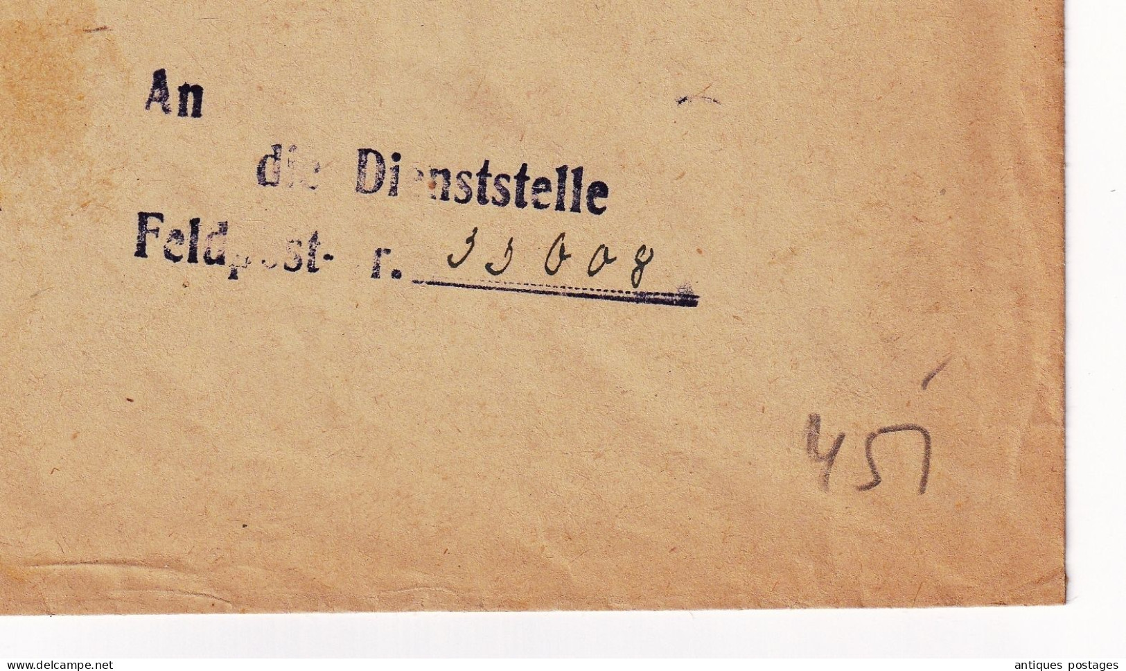 WW2 Feldpost 1943 Dienststelle Deutschland Allemagne Poste Militaire - Feldpost 2. Weltkrieg