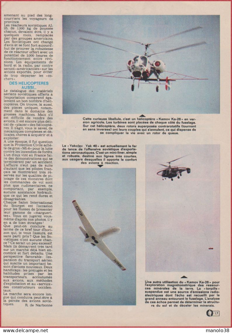 Avion Russe. Les Avions Et Hélicoptères Russes Attaquent Le Marché Des Pays De L'Ouest. Reportage. 1970. - Historical Documents