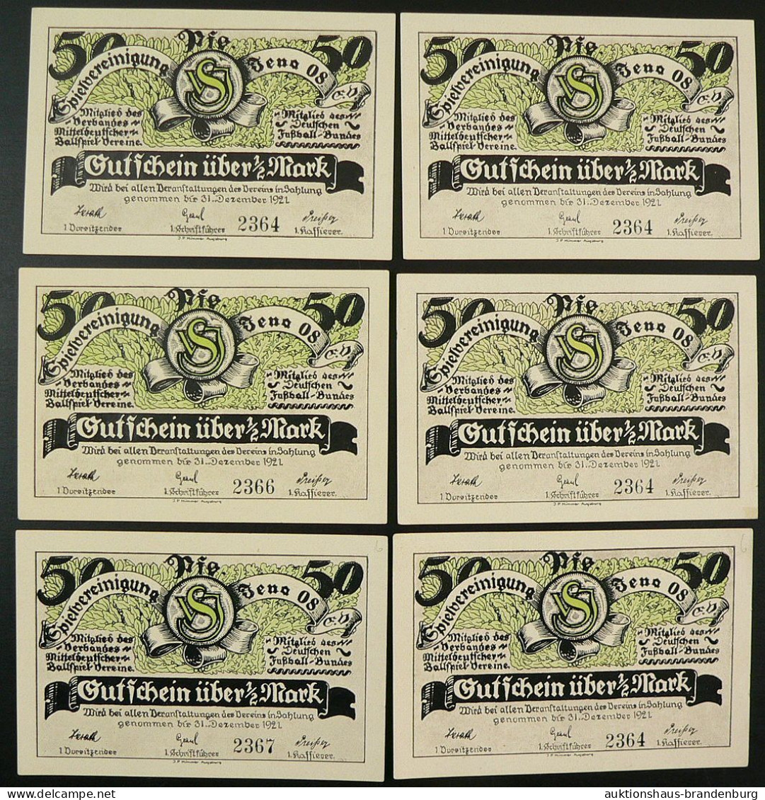 Jena: 6x 50 Pfennig 1921 - Spielvereinigung Jena 08 E.V. - [11] Local Banknote Issues