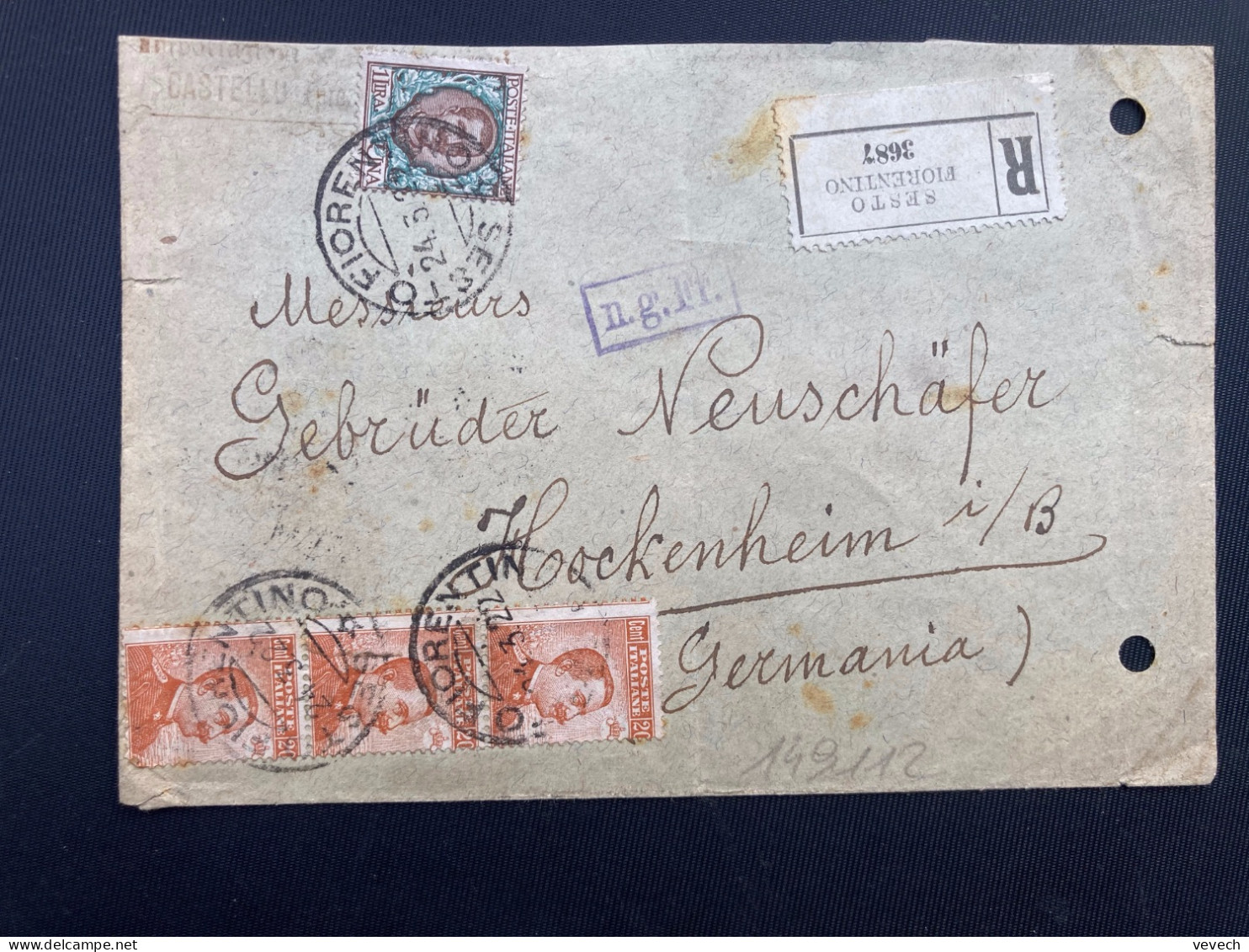 LR Pour ALLEMAGNE TP 1L + 20c Bande De 3 Variété PIQUAGE DECALE OBL.24-3 22 SESTO FIORENTINO - Storia Postale