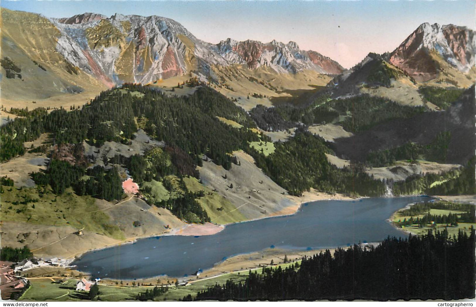 Postcard Switzerland Hotel Restaurant Gypsera Lac Noir Schwarzsee - Sonstige & Ohne Zuordnung