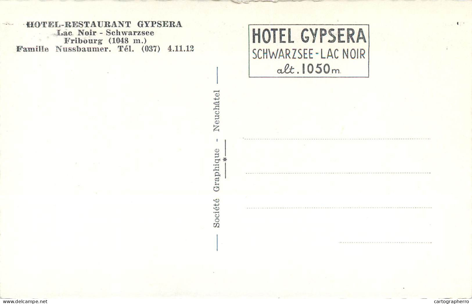 Postcard Switzerland Hotel Restaurant Gypsera Lac Noir Schwarzsee - Autres & Non Classés