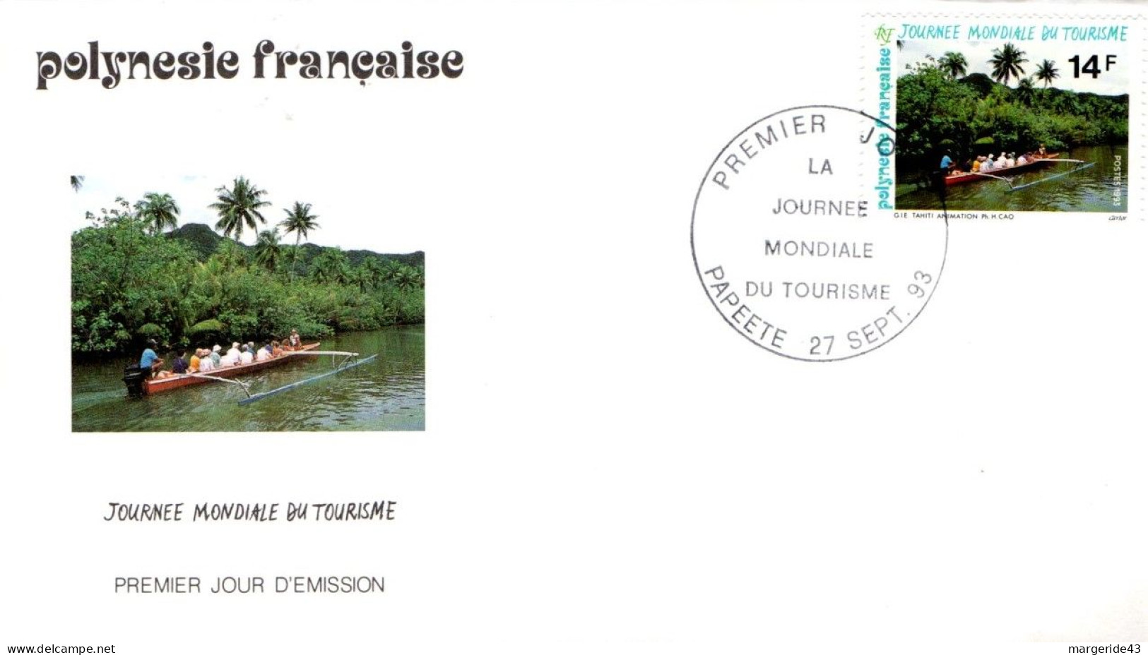 POLYNESIE FDC 1993 JOURNEE MONDIALE DU TOURISME - FDC