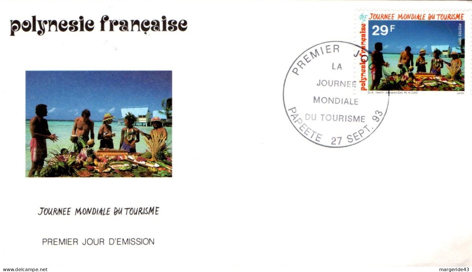 POLYNESIE FDC 1993 JOURNEE MONDIALE DU TOURISME - FDC