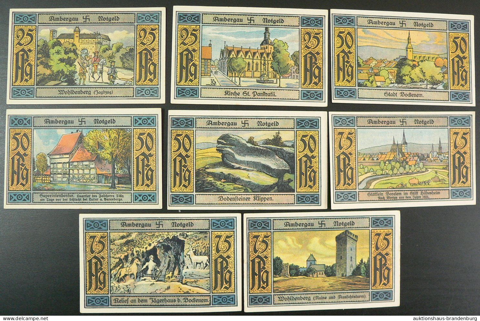8x Bockenem: 25 Pfg. Bis 75 Pfennig Bis 31.12.1923 - Ambergau Notgeld - [11] Local Banknote Issues