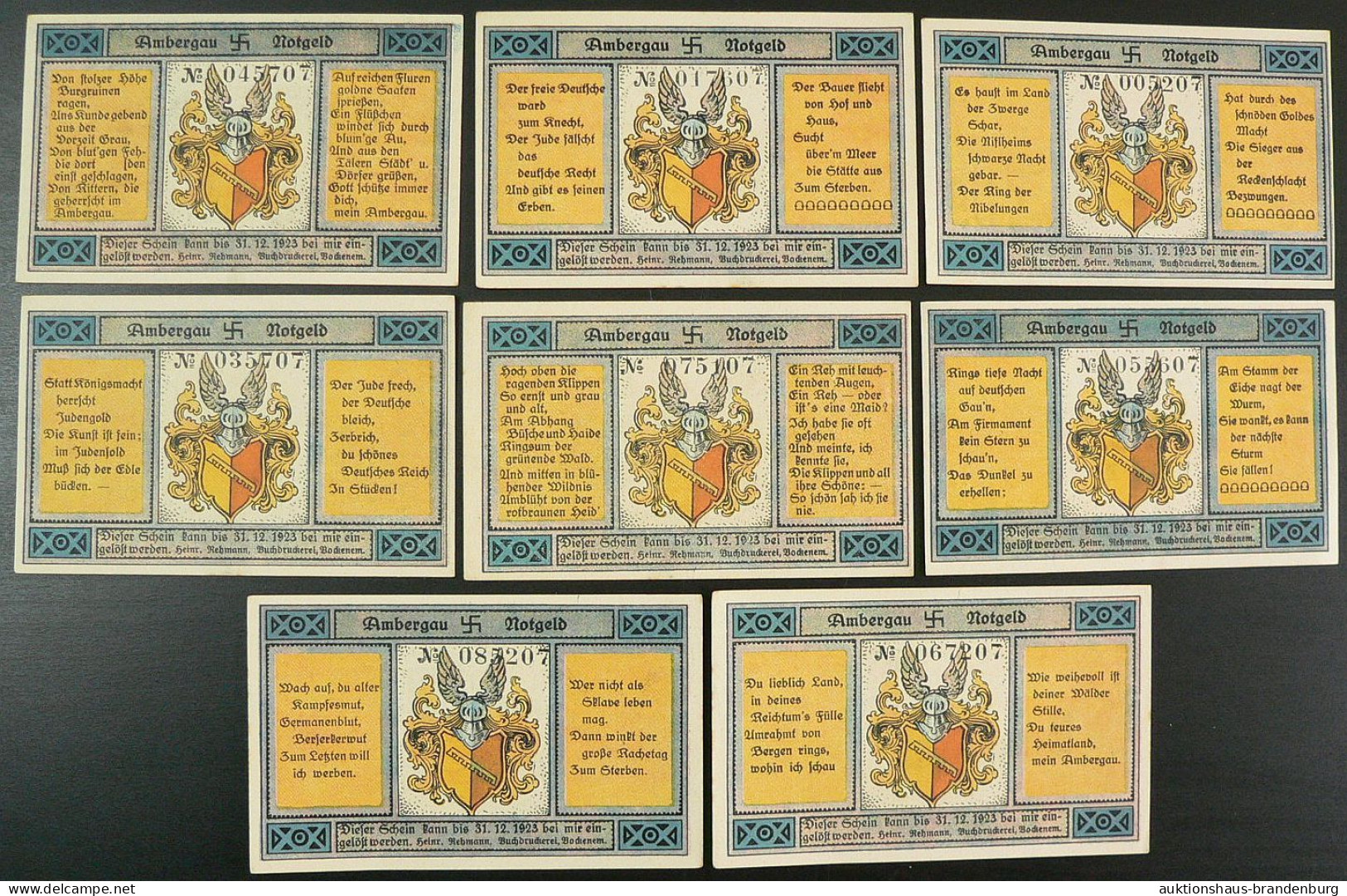 8x Bockenem: 25 Pfg. Bis 75 Pfennig Bis 31.12.1923 - Ambergau Notgeld - [11] Lokale Uitgaven