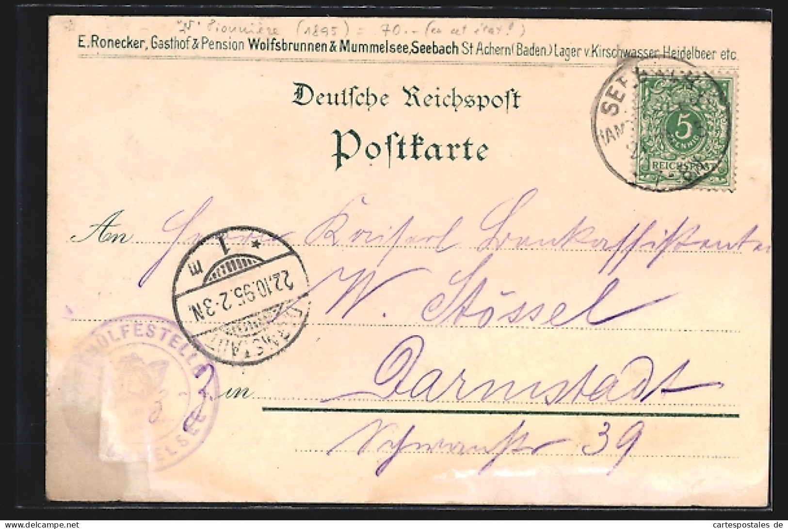 Vorläufer-Lithographie Mummelsee, 1895, Teilansicht Mit Einem Hirten Und Nixe  - Autres & Non Classés