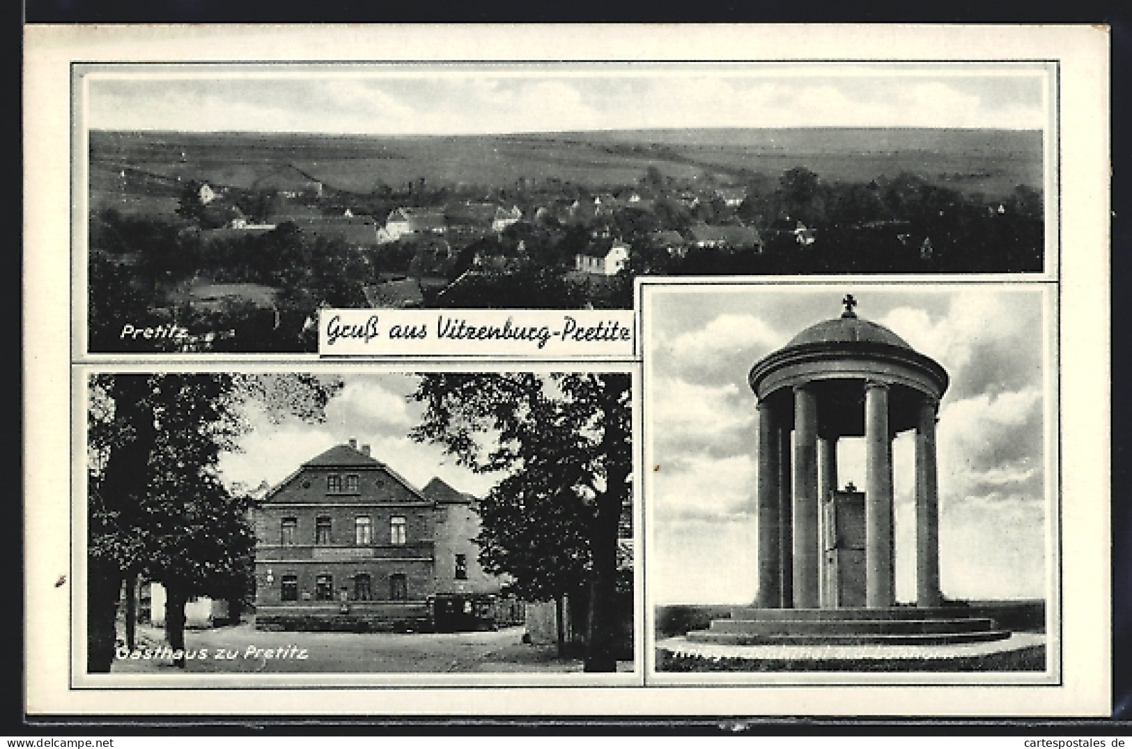 AK Vitzenburg-Pretitz, Gesamtansicht, Gasthaus, Kriegerdenkmal A. D. Lohhorn  - Other & Unclassified