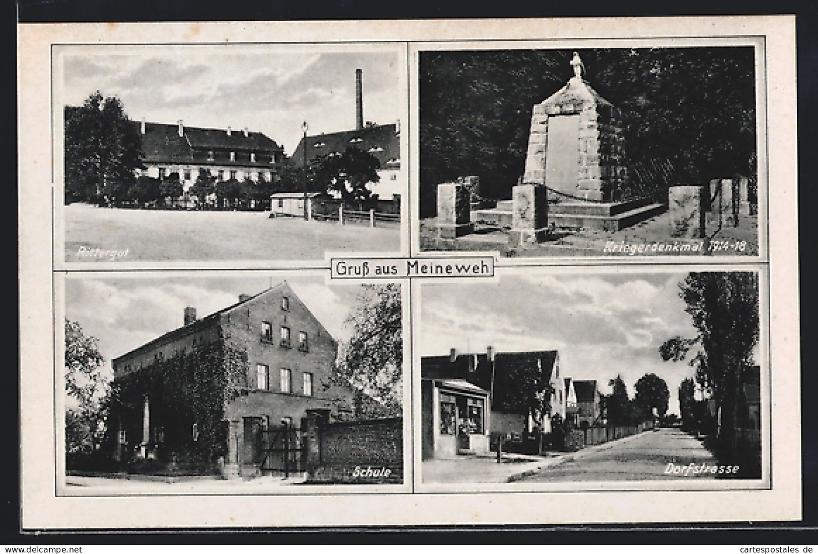 AK Meineweh, Rittergut, Kriegerdenkmal, Schule, Dorfstrasse  - Altri & Non Classificati