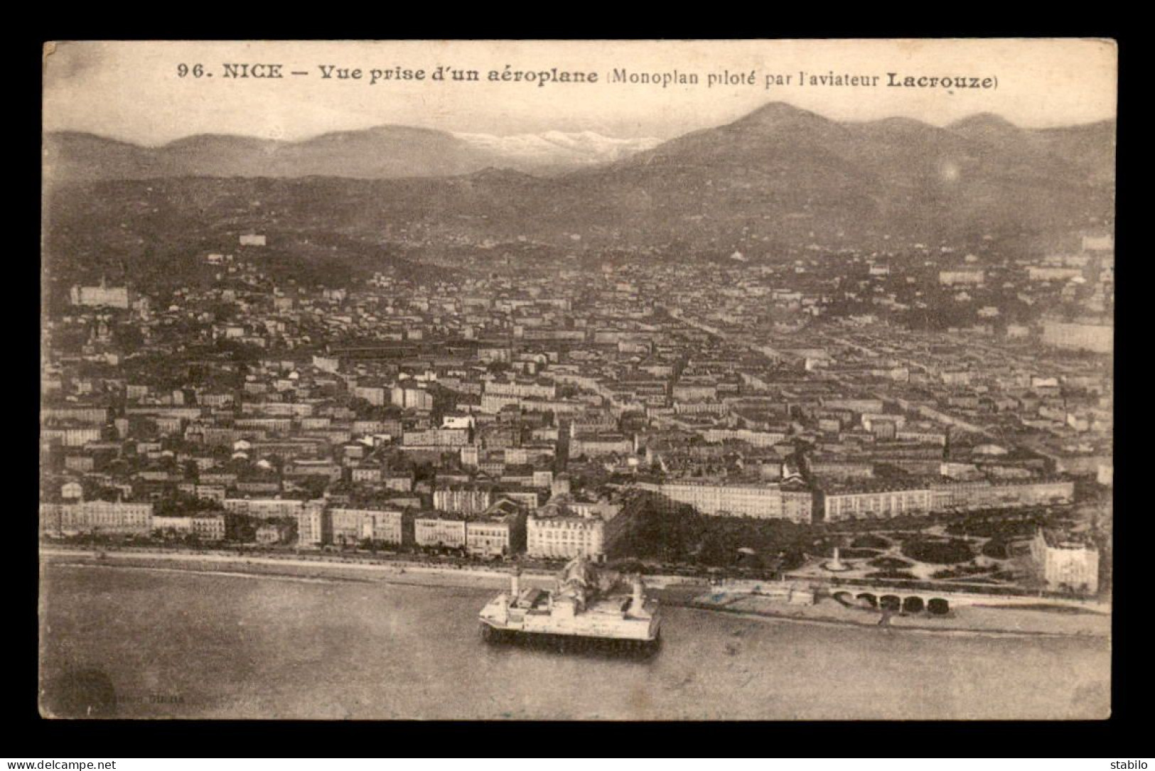 GUERRE 14/18 - CACHET DU 2EME REGIMENT D'ARTILLERIE DE MONTAGNE - DEPOT DE NICE -  VUE AERIENNE PRISE PAR LACROUZE - WW I