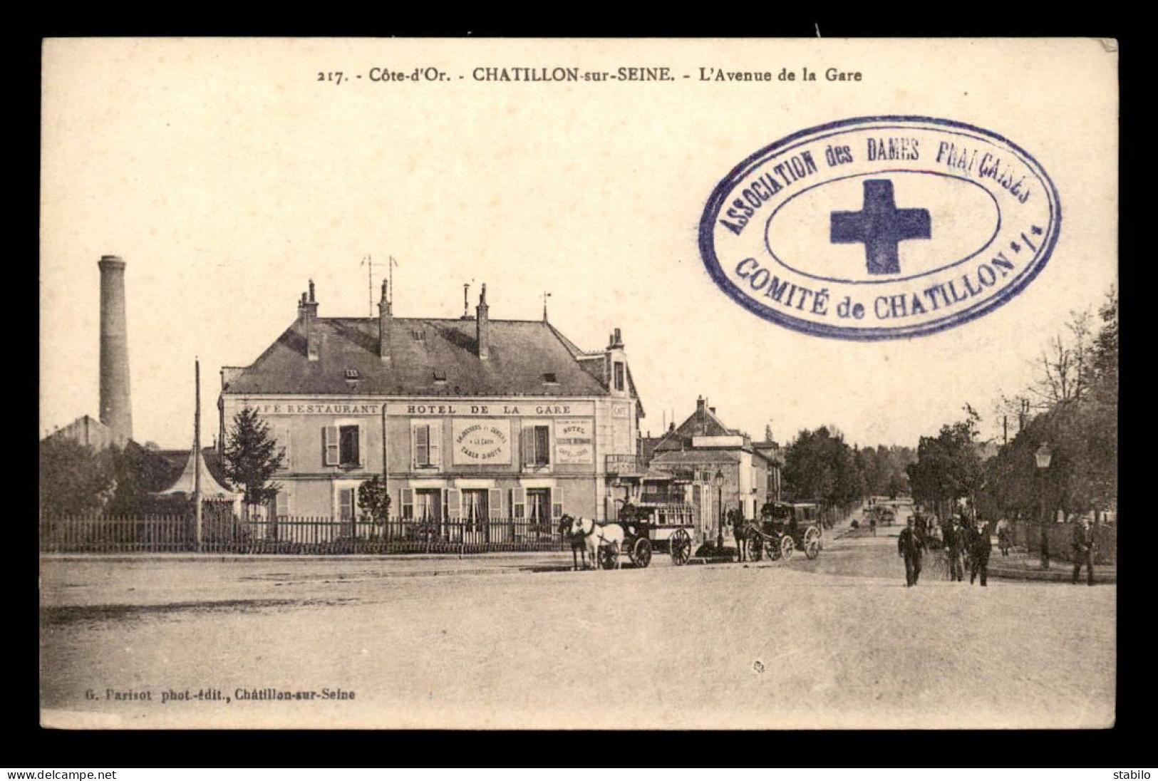 CACHET DE L'ASSOCIATION DES DAMES FRANCAISES - CROIX-ROUGE - COMITE DE CHATILLON-SUR-SEINE (COTE-D'OR) - WW I