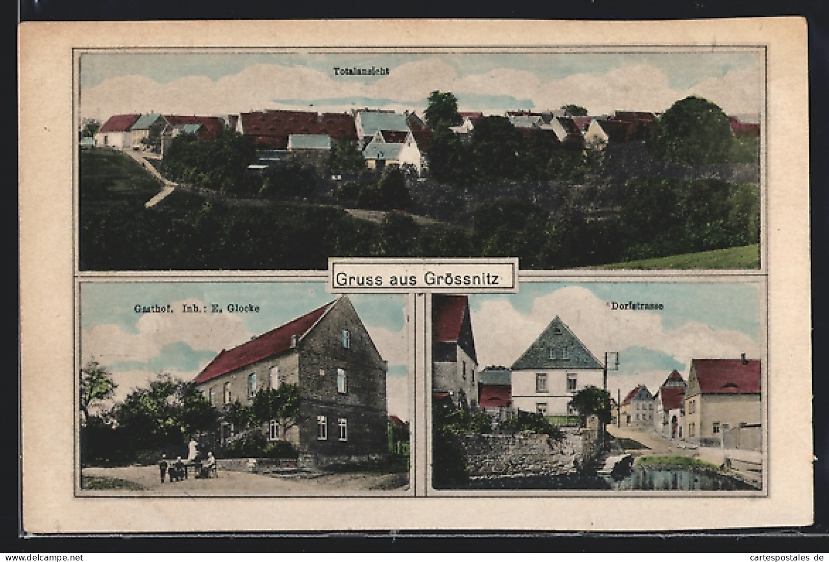 AK Grössnitz, Totalansicht, Gasthof Von E. Glocke, Dorfstrasse  - Other & Unclassified