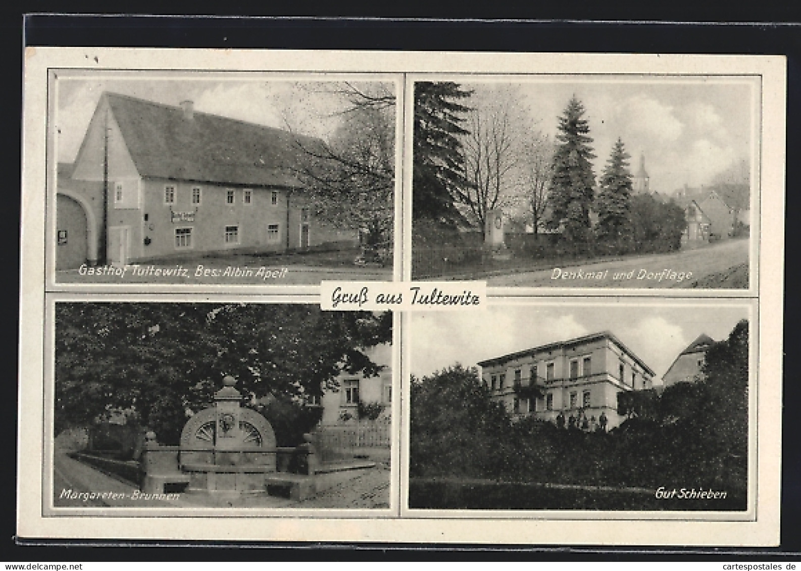 AK Tultewitz, Gasthof Tultewitz, Denkmal Und Dorflage, Margareten-Brunnen, Gut Schieben  - Sonstige & Ohne Zuordnung