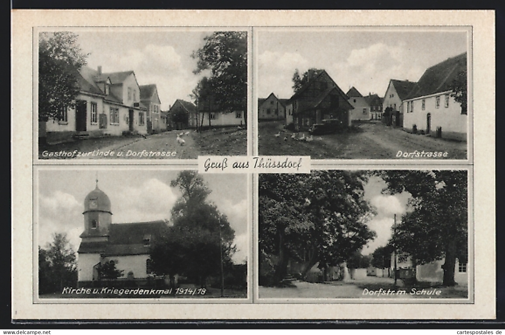 AK Thüssdorf, Gasthof Zur Linde Und Dorfstrasse, Schule  - Andere & Zonder Classificatie