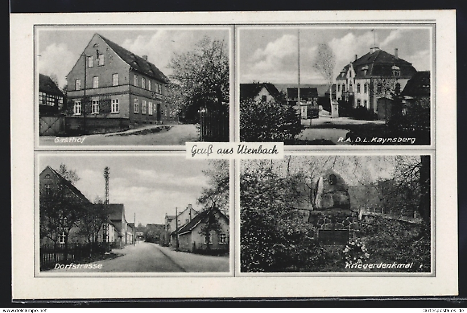 AK Utenbach, Gasthof, R.A.D.L. Kaynsberg, Dorfstrasse, Kriegerdenkmal  - Autres & Non Classés