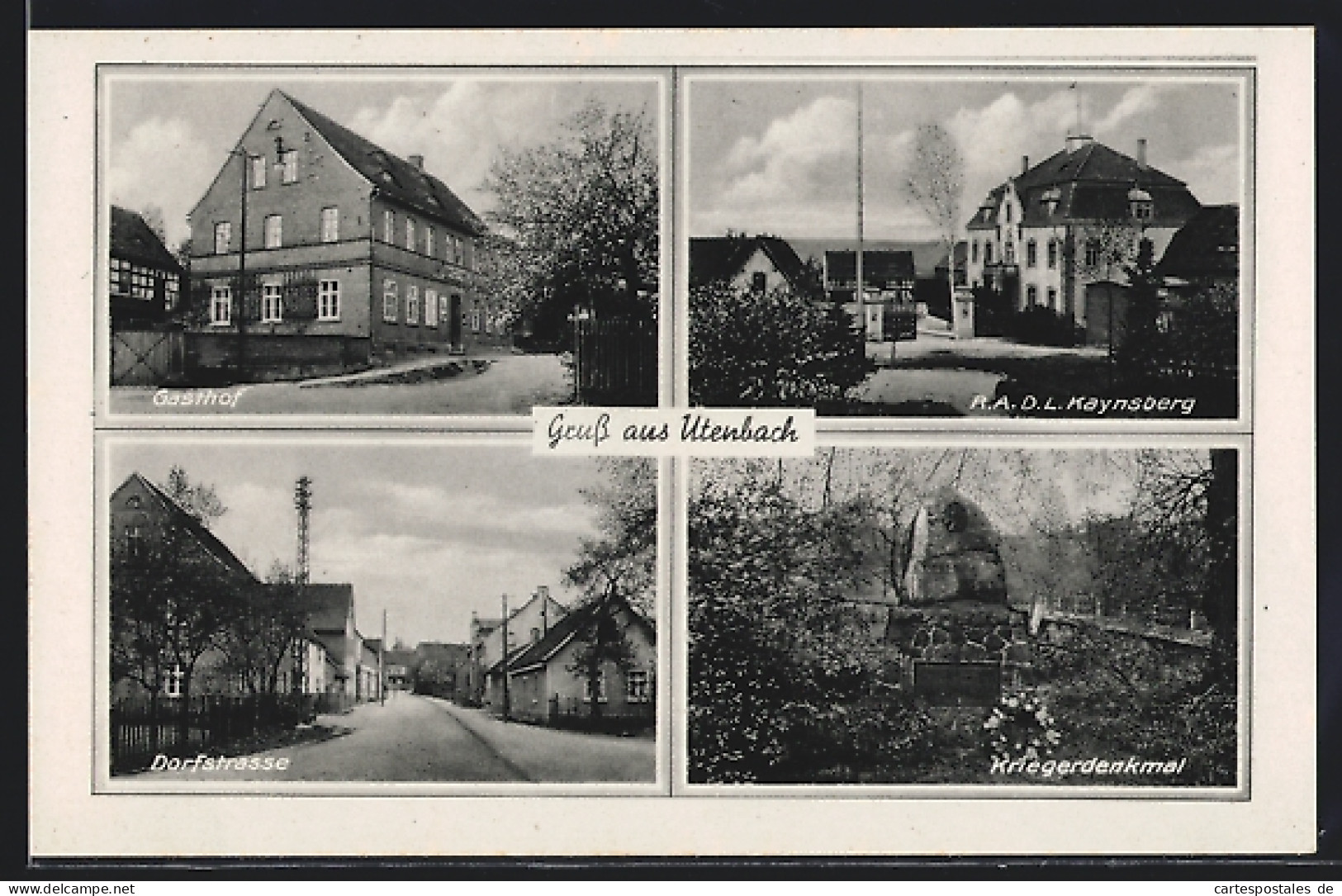 AK Utenbach, Gasthof, Dorfstrasse, R.A.D.L. Kaynsberg, Kriegerdenkmal  - Autres & Non Classés