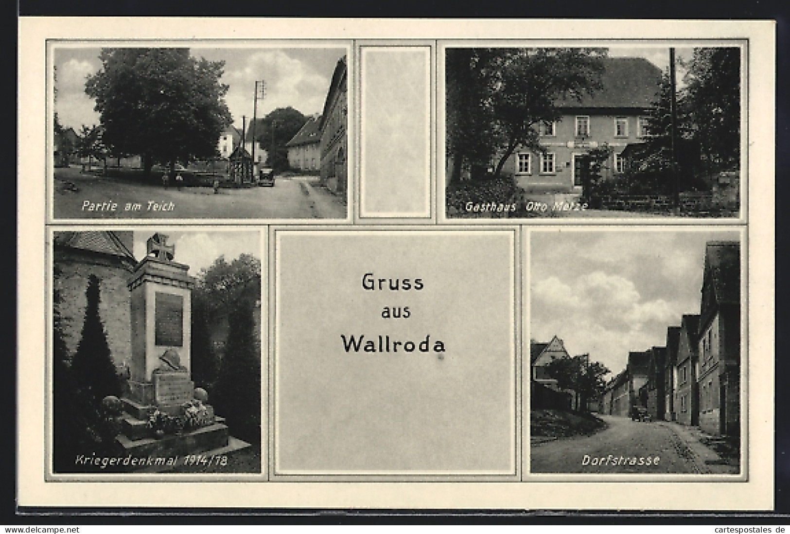AK Wallroda, Gasthaus O. Metze, Kriegerdenkmal 1914 /18, Dorfstrasse  - Andere & Zonder Classificatie