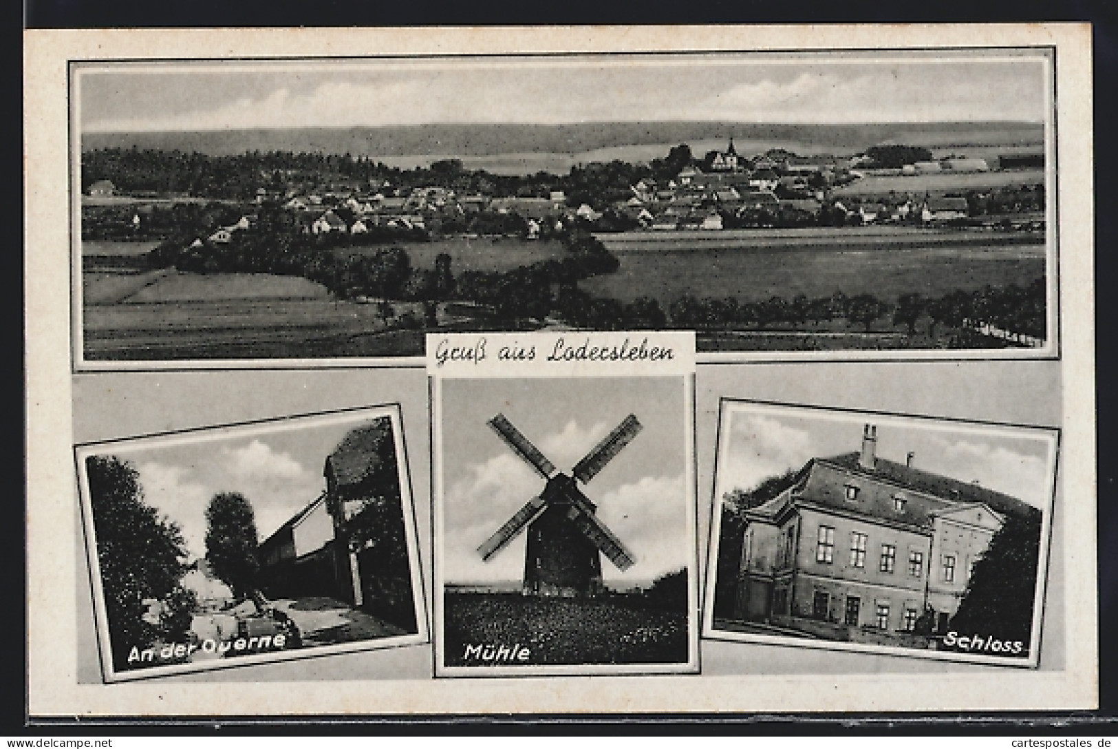 AK Lodersleben, Totalansicht, An Der Ouerne, Mühle, Schloss  - Other & Unclassified