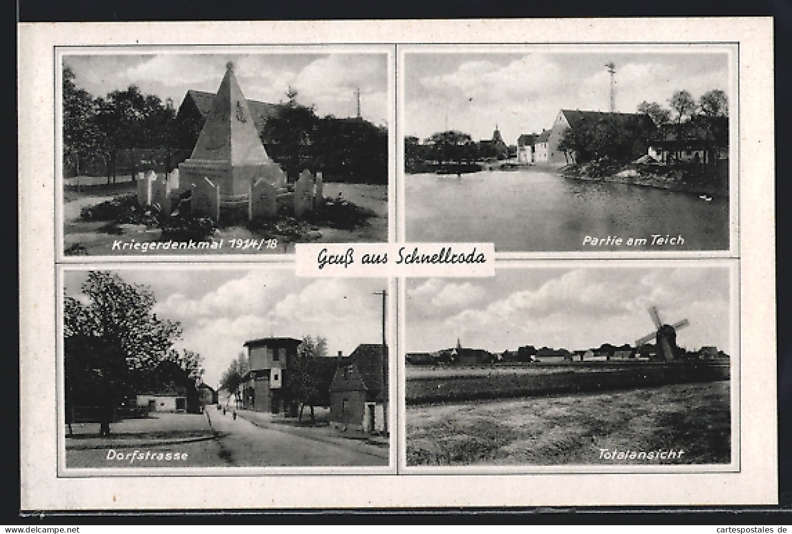 AK Schnellroda, Partie Am Teich, Kriegerdenkmal 1914-18, Dorfstrasse  - Other & Unclassified