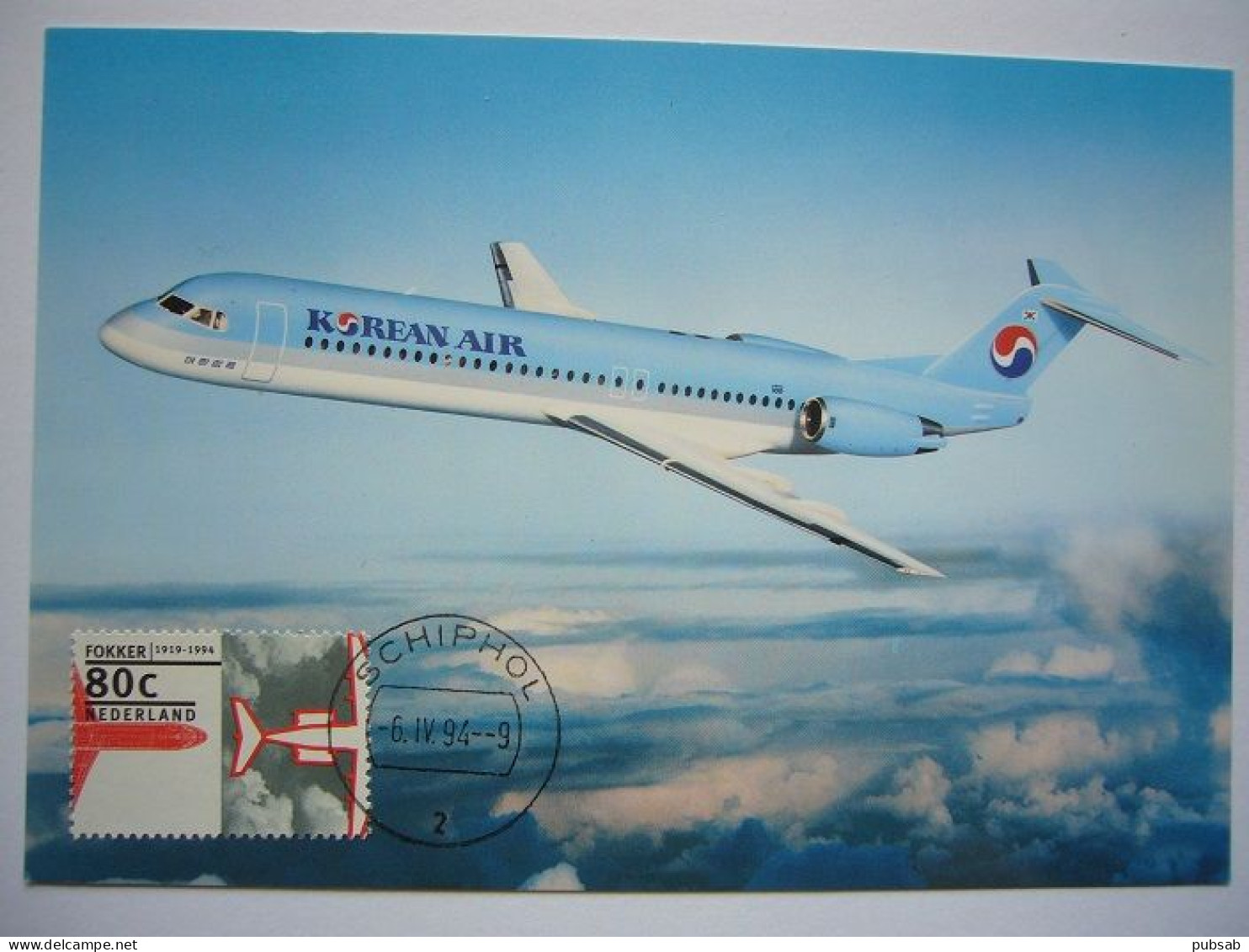 Avion / Airplane / KOREAN AIR / Fokker 100 / Carte Maximum Nederland - 1946-....: Ere Moderne