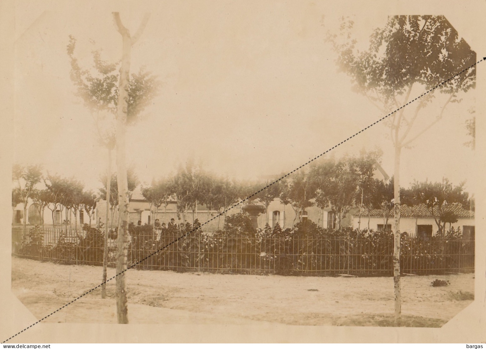 1891 Photo Afrique Algérie Place De L'église Jardin école Djelfa Souvenir Mission Géodésique Militaire Boulard Gentil - Oud (voor 1900)