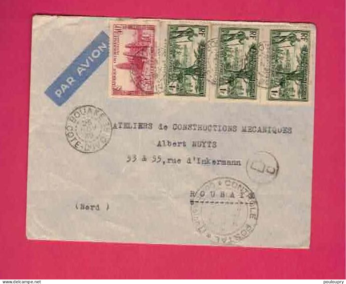 Lettre Par Avion De 1939 Pour La France - YT N° 118 Et 124 En Paire + 1 - Cartas & Documentos