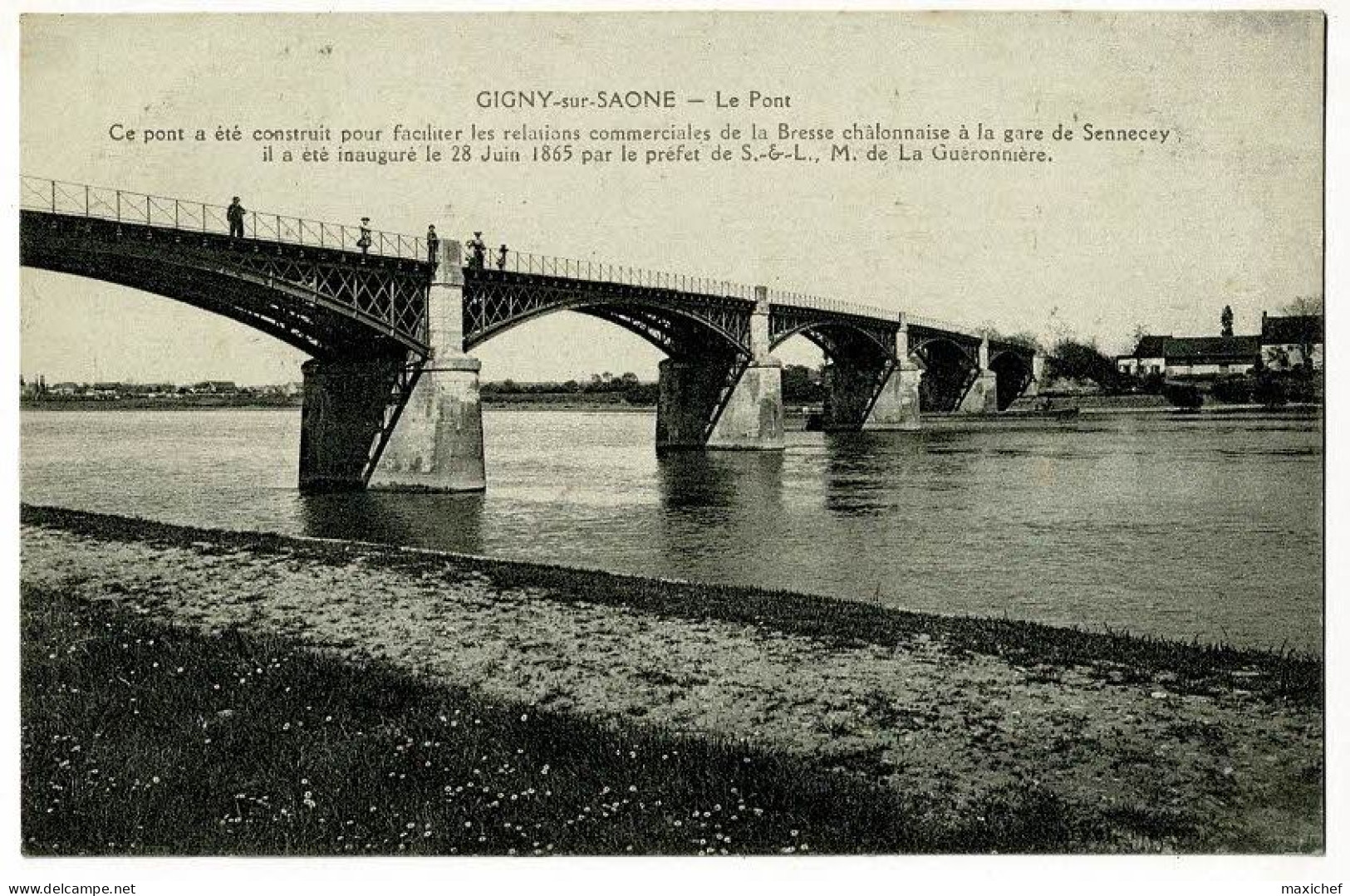 Gigny Sur Saône - Le Pont (inauguré Le 28 Juin 1865) Circulé 1920, Sous Enveloppe - Other & Unclassified