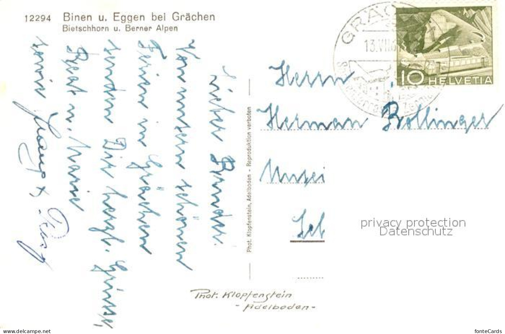 13191917 Graechen VS Binen Und Eggen Mit Bietschhorn Und Berner Alpen Graechen V - Sonstige & Ohne Zuordnung