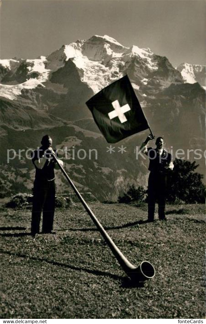 13191379 Berner Oberland Alphornblaeser Fahnenschwinger Jungfrau Berner Oberland - Sonstige & Ohne Zuordnung