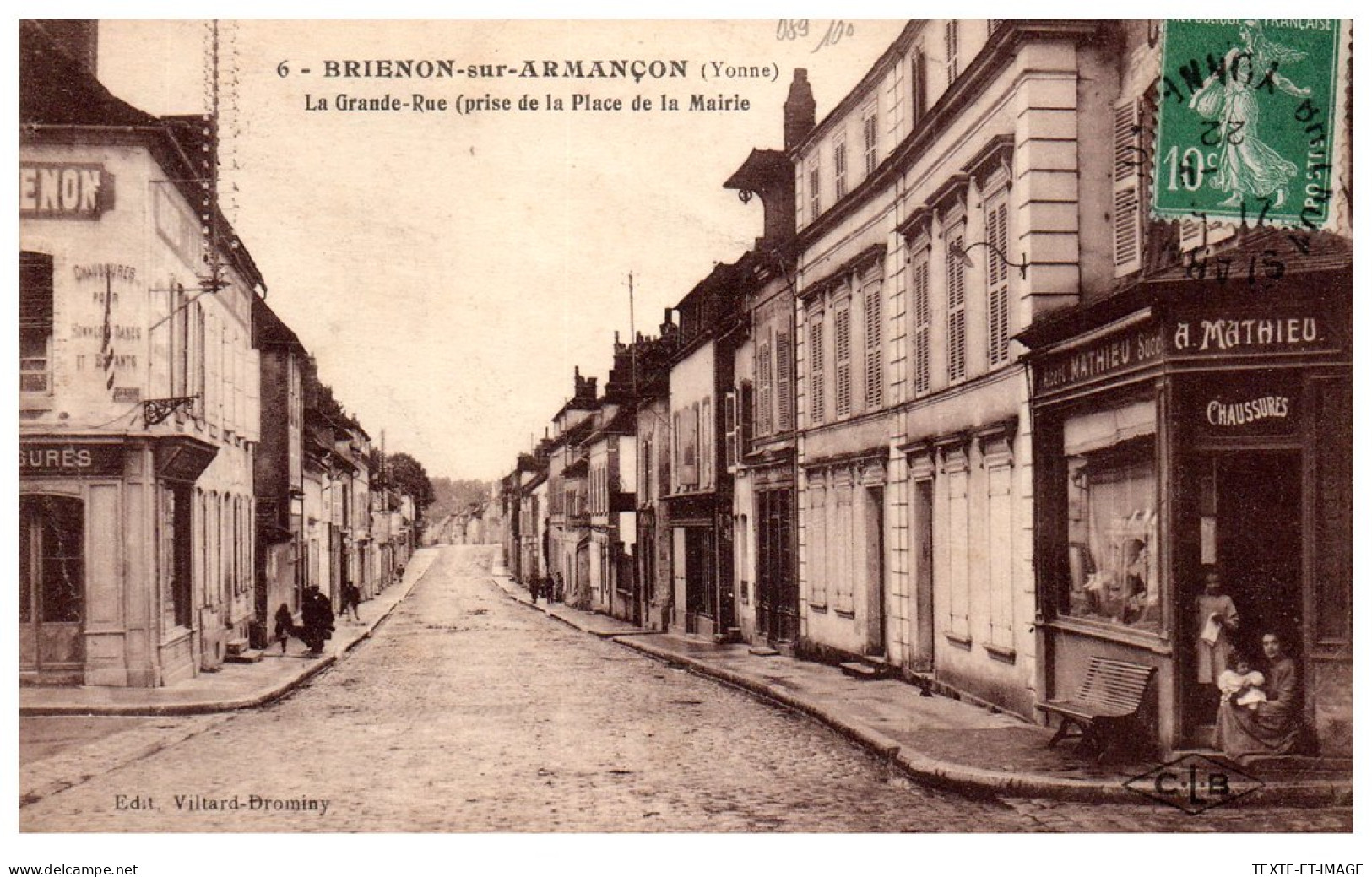 89 BRIENON SUR ARMANCON - Grande Rue Depuis La Place  - Brienon Sur Armancon