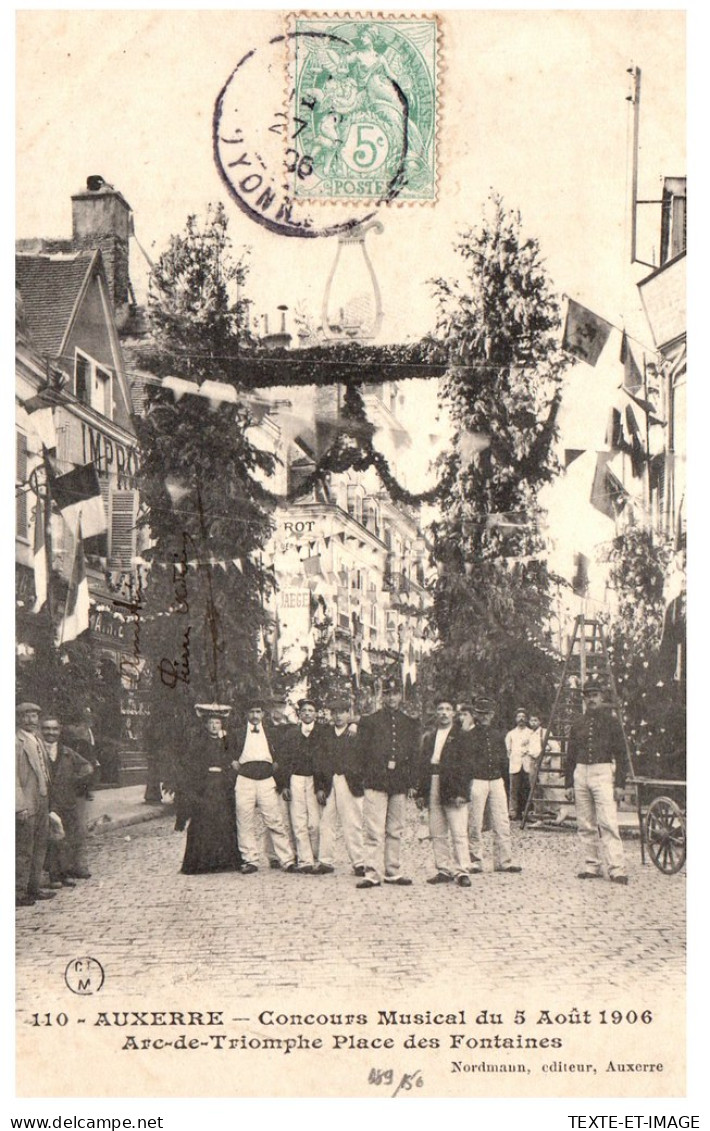 89 AUXERRE - Concours Musical 1906, Place Des Fontaines. - Auxerre