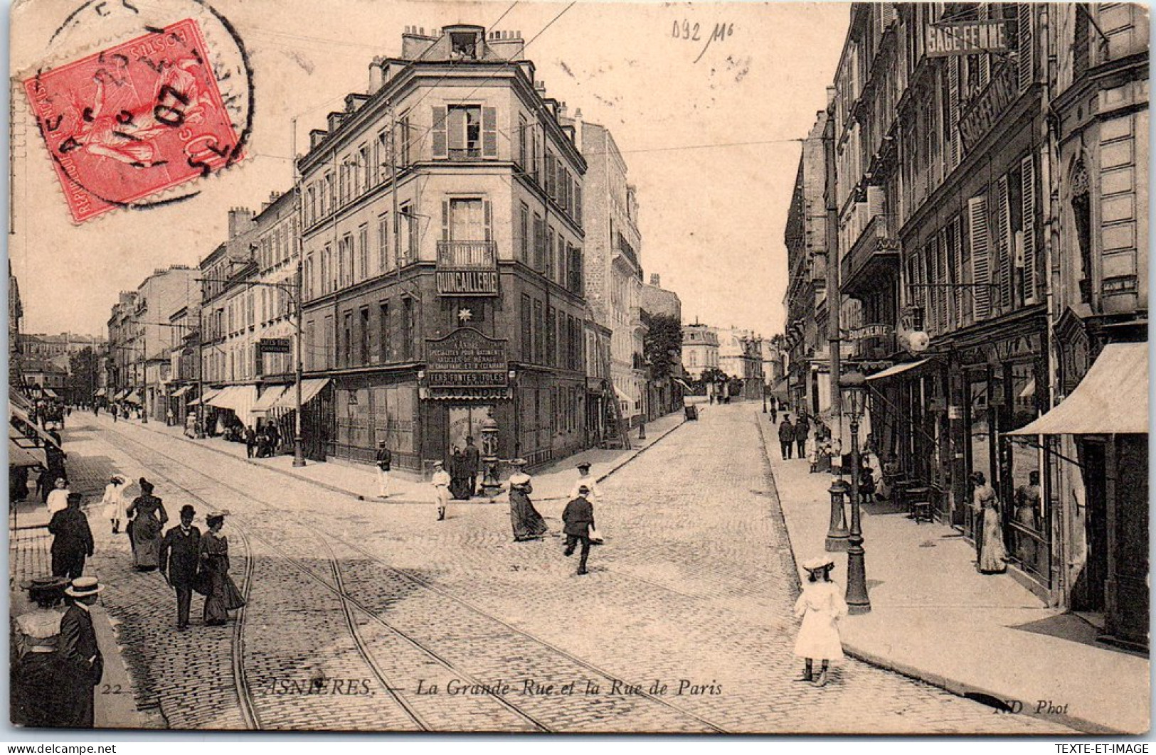 92 ASNIERES - La Grande Rue Et La Rue De Paris. - Asnieres Sur Seine
