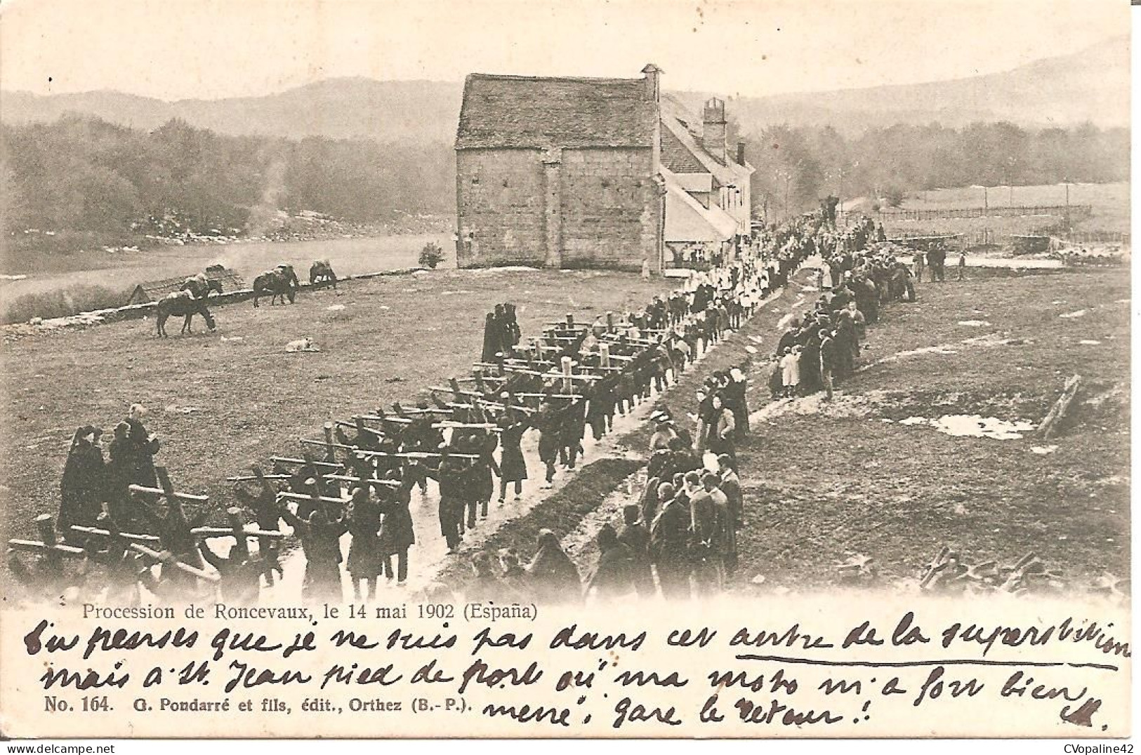 RONCEVAUX (Navarra) Procession De Roncevaux , Le 14 Mai 1902  (Dos Non Divisé) - Navarra (Pamplona)