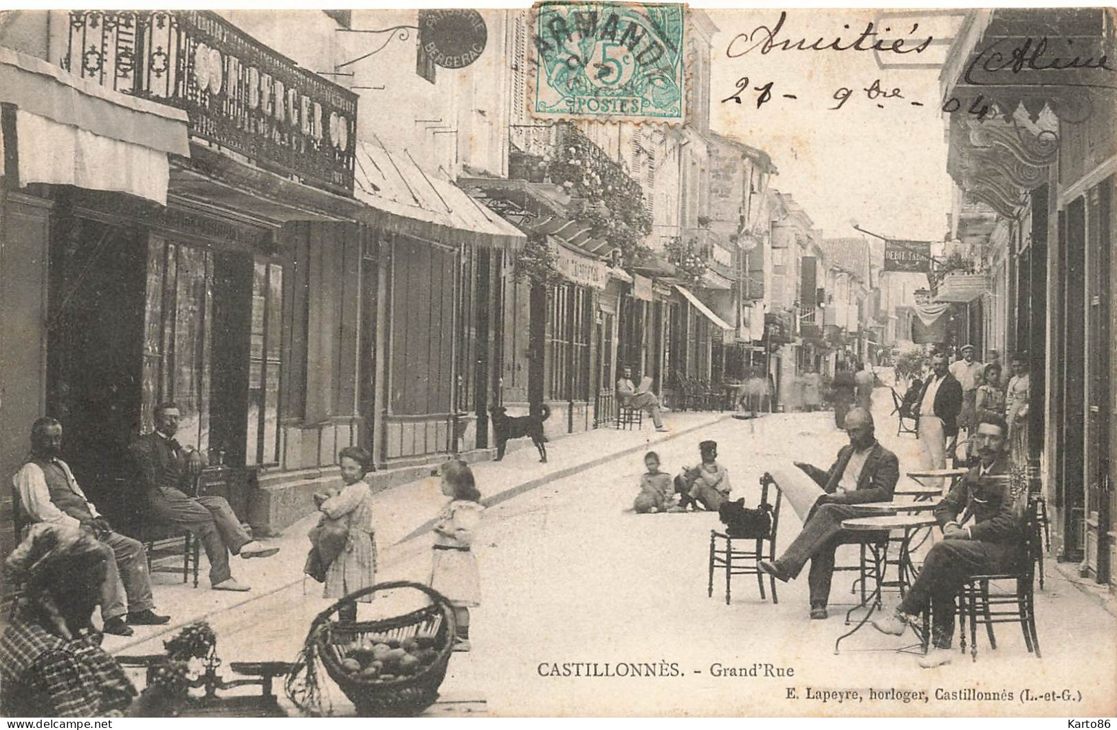 Castillonnès * 1904 * Grand'rue * Pâtisserie BERGERAC * Commerces Magasins * Enfants Villageois - Andere & Zonder Classificatie