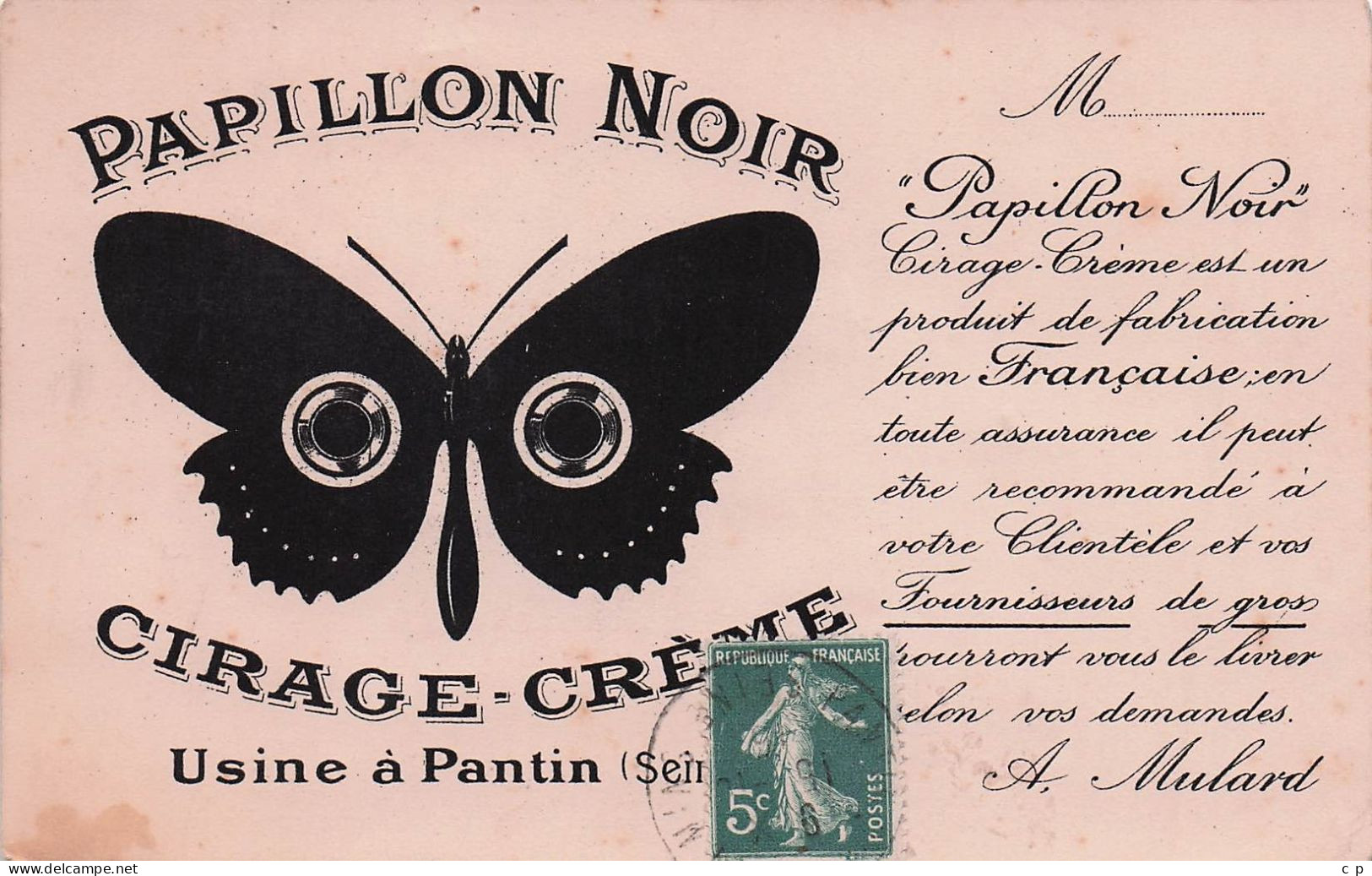 Pantin - Papillon Noir - Cirage - Creme - Encaustiques - Cires - Usine - A . Mulard  -  CPA°J - Pantin