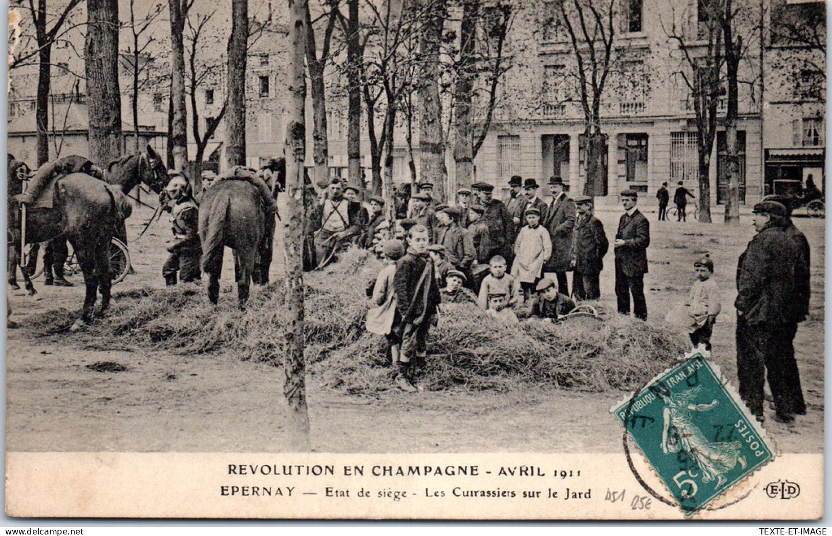 51 EPERNAY - Avril 1911, Etat De Siege, Cuirassiers Sur Le Jard - Epernay