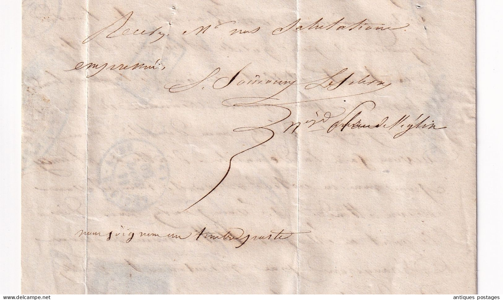 Lettre 1859 Arcis sur Aube pour Plancy l'Abbaye Napoléon III 20 centimes Non Dentelé 4 belles marges