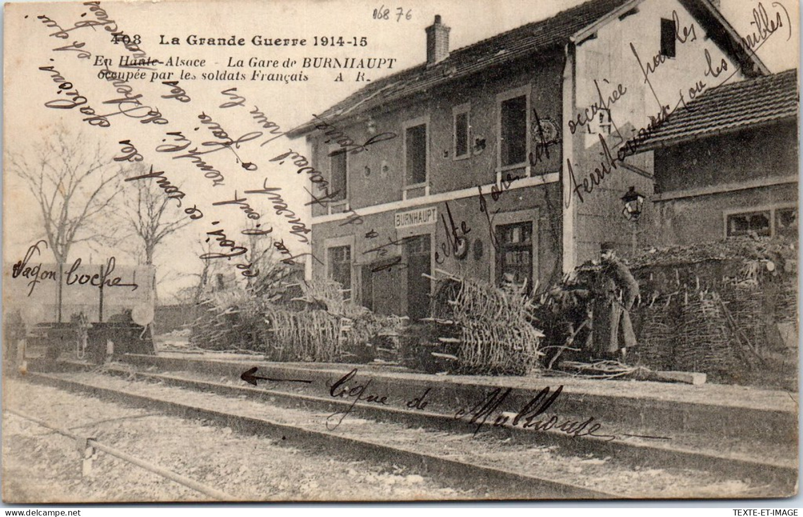 68 BURNIHAUPT - Vue De La Gare Occupee Par Les Soldats Francais. - Other & Unclassified