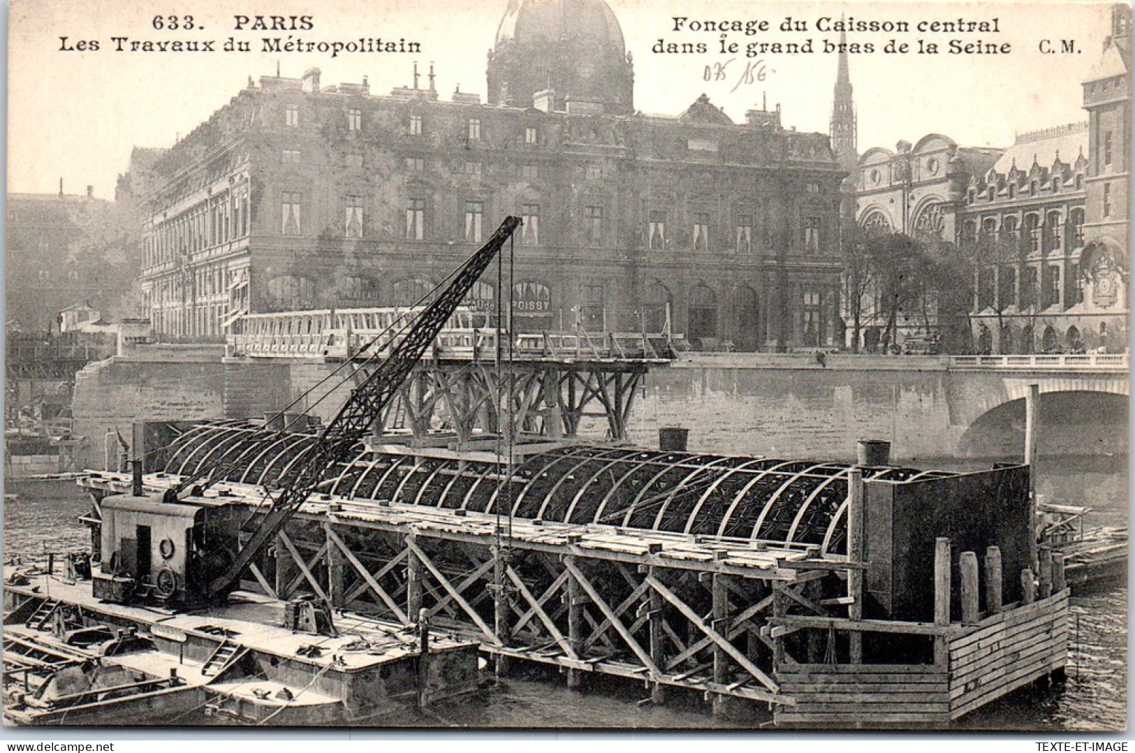 75 PARIS - Foncage Du Caisson Central Du Metropolitain  - Other & Unclassified
