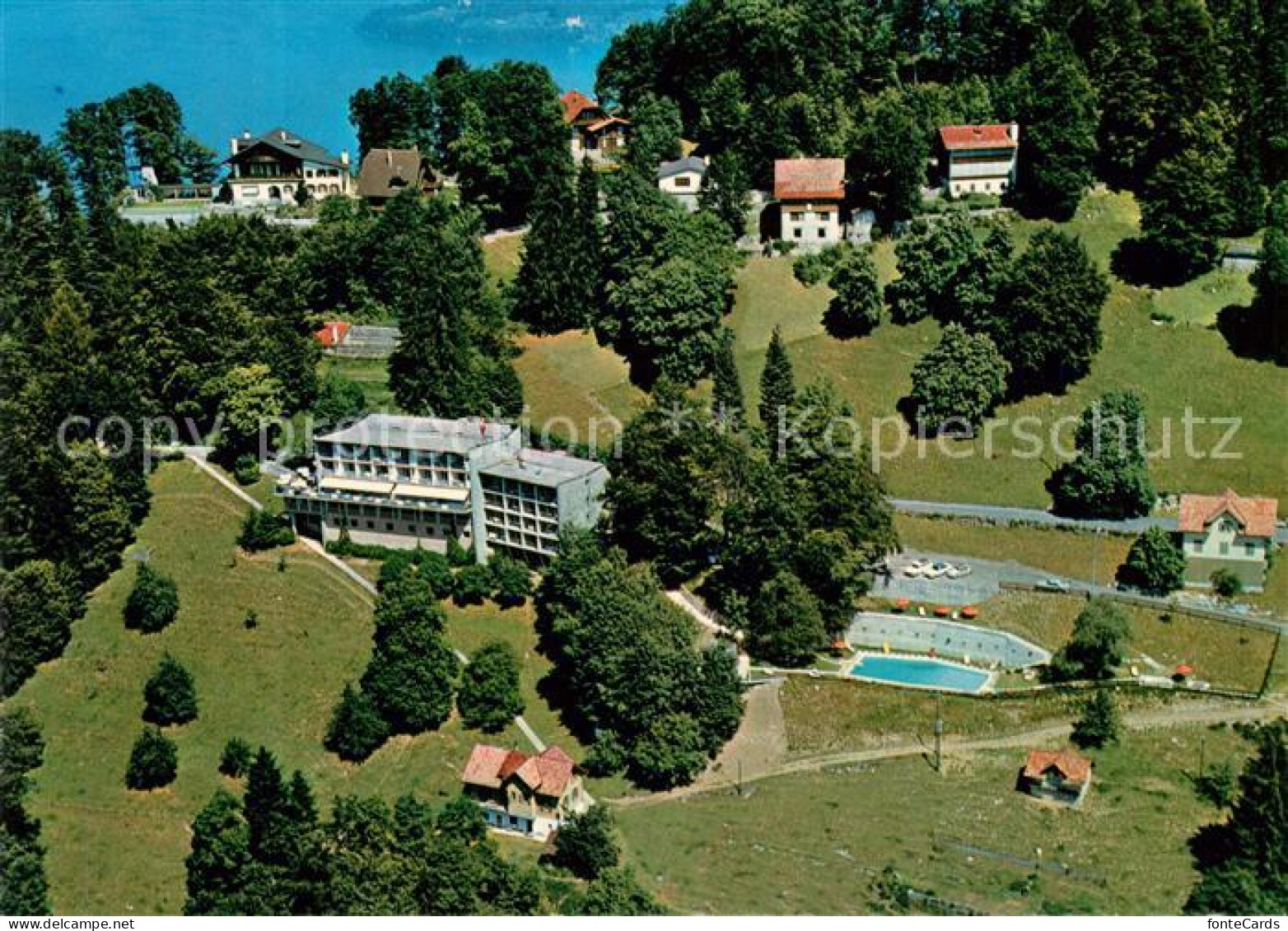 13170989 Buergenstock Fliegeraufnahme Hotel Waldheim Schwimmbad Buergenstock - Altri & Non Classificati